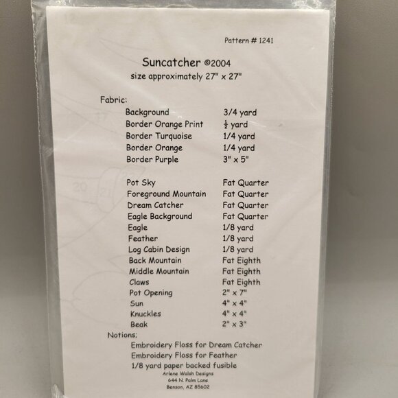 Suncatcher Quilt Pattern By Arlene Walsh Designs Approximately 27 x 27 - Picture 3 of 3